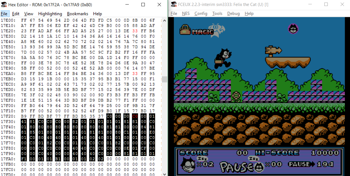 Использование инструментов исследования NES-игр на примере разбора формата компрессии игры Felix The Cat - 4