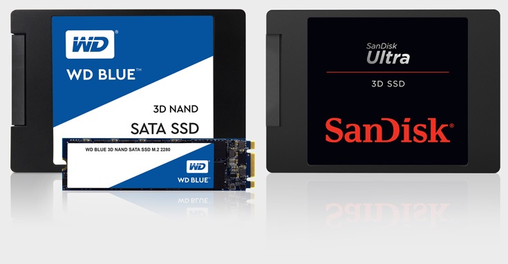 Новинки будут известны как WD Blue 3D NAND SATA SSD и SanDisk Ultra 3D SSD