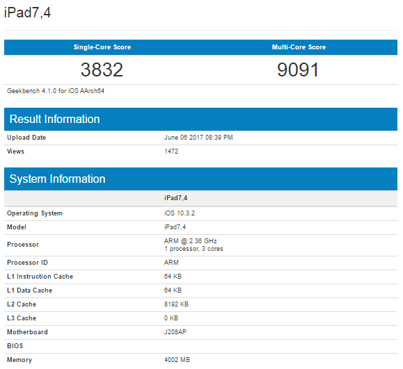 Новый iPad набрал Geekbench более 9000 баллов