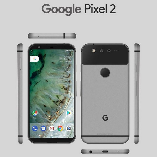 Опубликовано изображение смартфона Google Pixel 2 со всех сторон