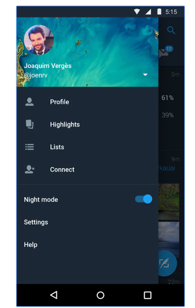 Ночной режим в приложении Twitter для Android будет активироваться автоматически