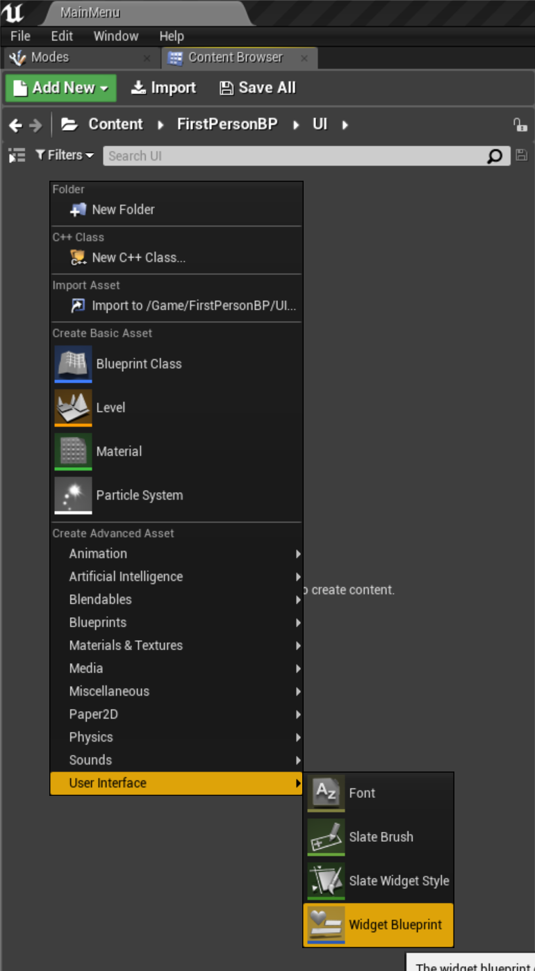 Как сделать простое «главное меню» для игры в Unreal Engine 4. Часть 1 - 6 image