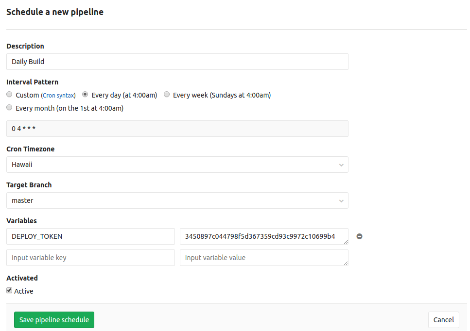 Variables in Pipeline Schedules