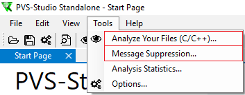 Как перешагнуть через legacy и начать использовать статический анализ кода - 7 Рисунок 5 - Меню Tools утилиты Standalone