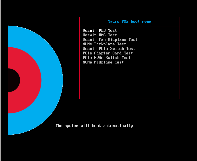 YADRO Blackbox PXE boot menu