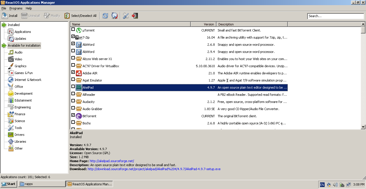 RAPPS Overview: ReactOS