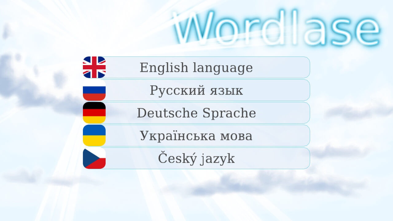 Wordlase, экран выбора языка