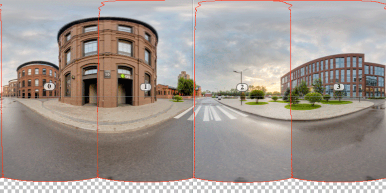 Анимация склейки 4х кадров в одну сферическую панораму