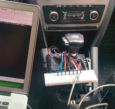 Автопилот своими рукам. Добавляем электронное управление steer-by-wire на обычный автомобиль - 6 Подключение к служебной CAN шине на Skoda Oсtavia через разъем блока управления КПП.