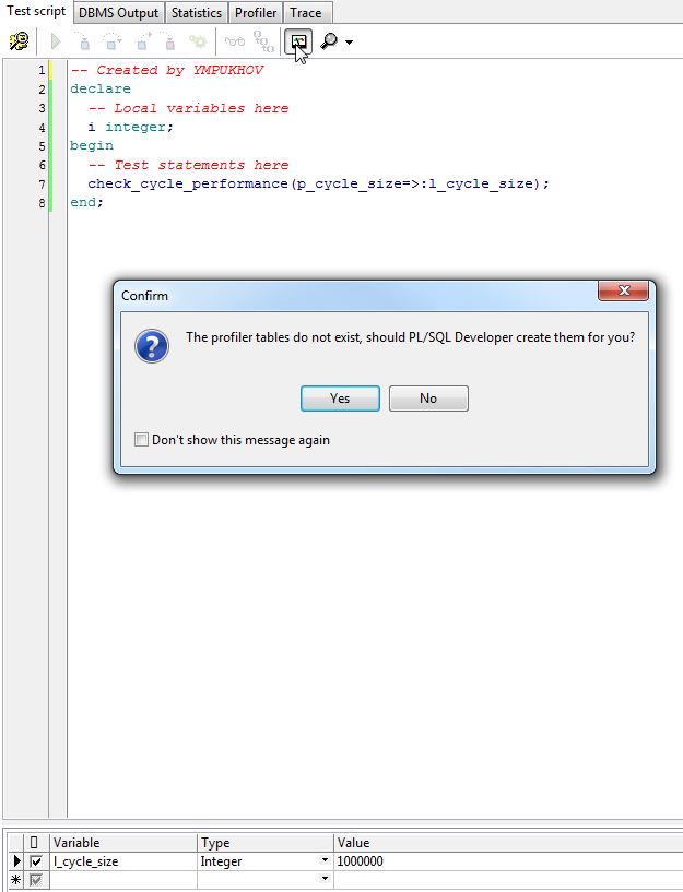 Профилирование PL-SQL кода при помощи IDE PL-SQL Developer - 2
