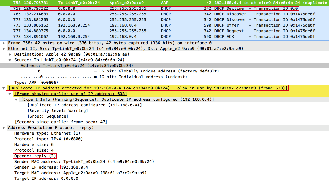 Атакуем DHCP часть 4. DHCP + ARP + Apple=MiTM - 4 Duplicate IP detected