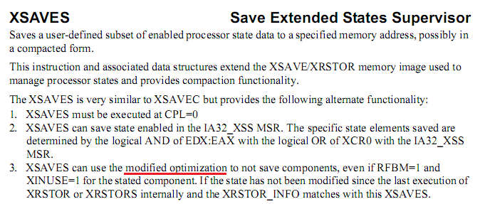 XSAVES, Extended Save for Supervisor