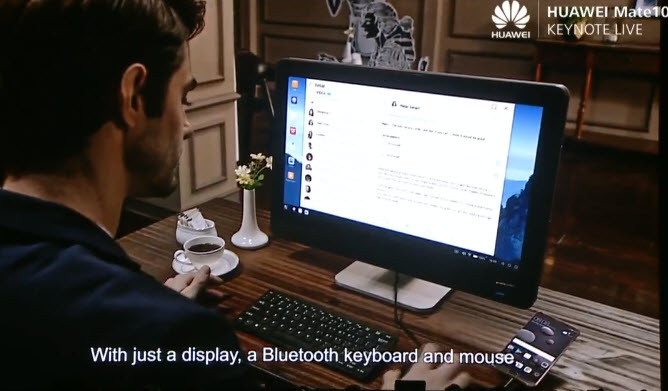 Huawei Mate 10 подключается к дисплею без док-станции