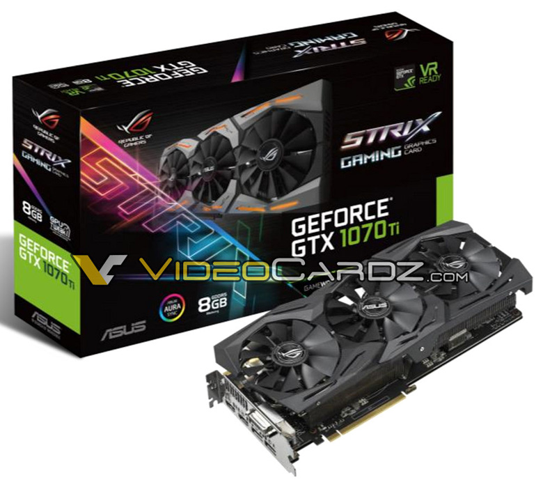 Опубликованы изображения 3D-карт Asus GeForce GTX 1070 Ti Turbo и ROG Strix GTX 1070 Ti Gaming