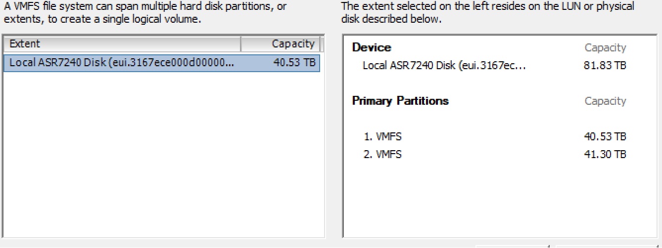 Как создать несколько VMFS датасторов на одном дисковом устройстве - 2