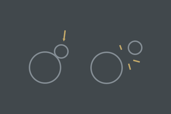 Создаём собственный физический 2D-движок. Часть 1: основы и разрешение импульсов силы - 3 Simple example of what impulse resolution can achieve