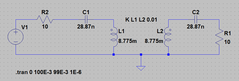 SPICE модель двух катушек