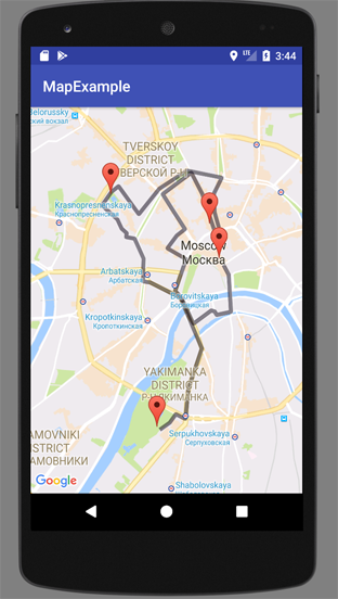 Android phone screenshot with transport mode path