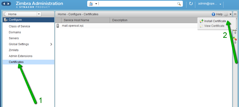 Установка SSL-сертификата на Zimbra - 3