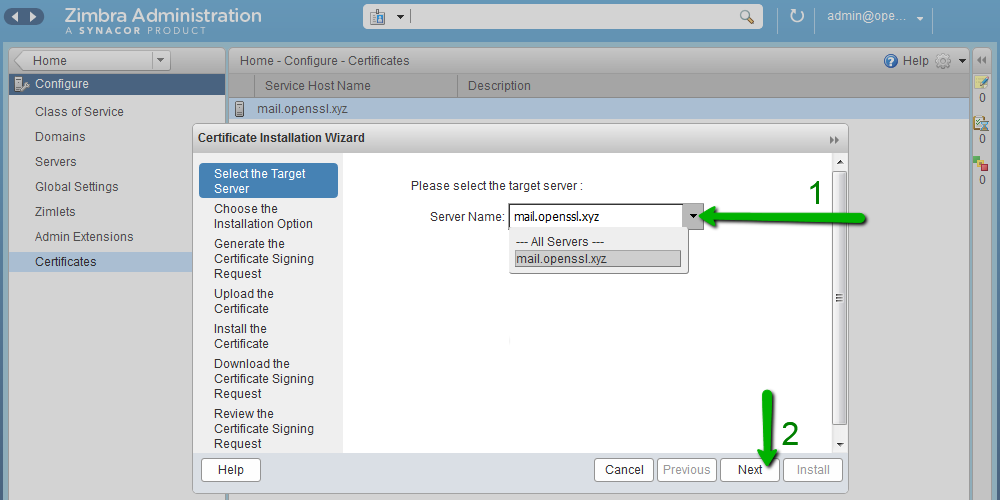 Установка SSL-сертификата на Zimbra - 4