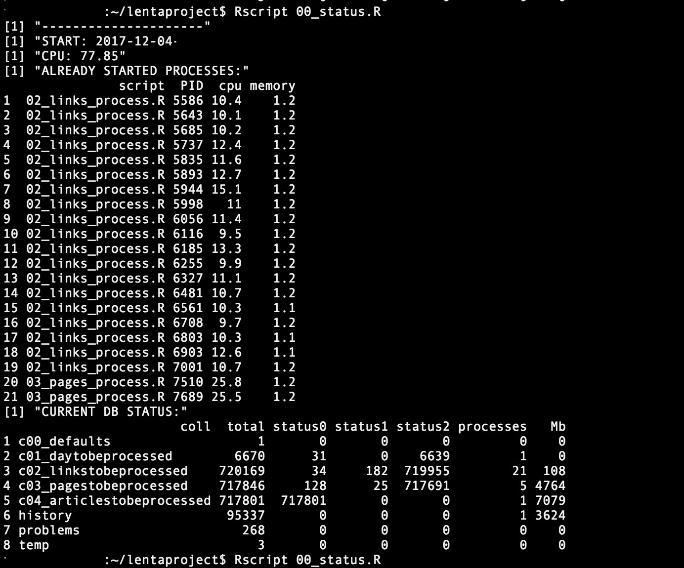 Анализируй это — Lenta.ru - 5 Состояние сервера и базы данных в момент обработки заданий