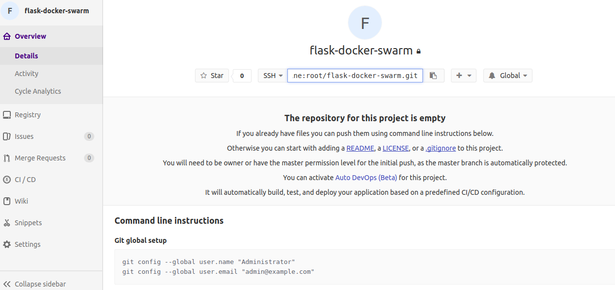 Непрерывная интеграция и развертывание Docker в GitLab CI - 13 Страница проекта