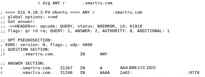 DNS запись, имеющая IPv4 и IPv6 адреса