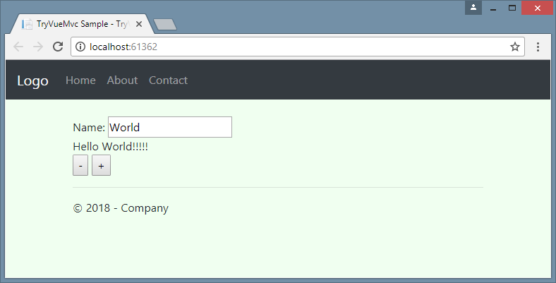 Vue.js + Asp.Net Core MVC + TypeScript и ещё Bootstrap4 - 2 image AppHello