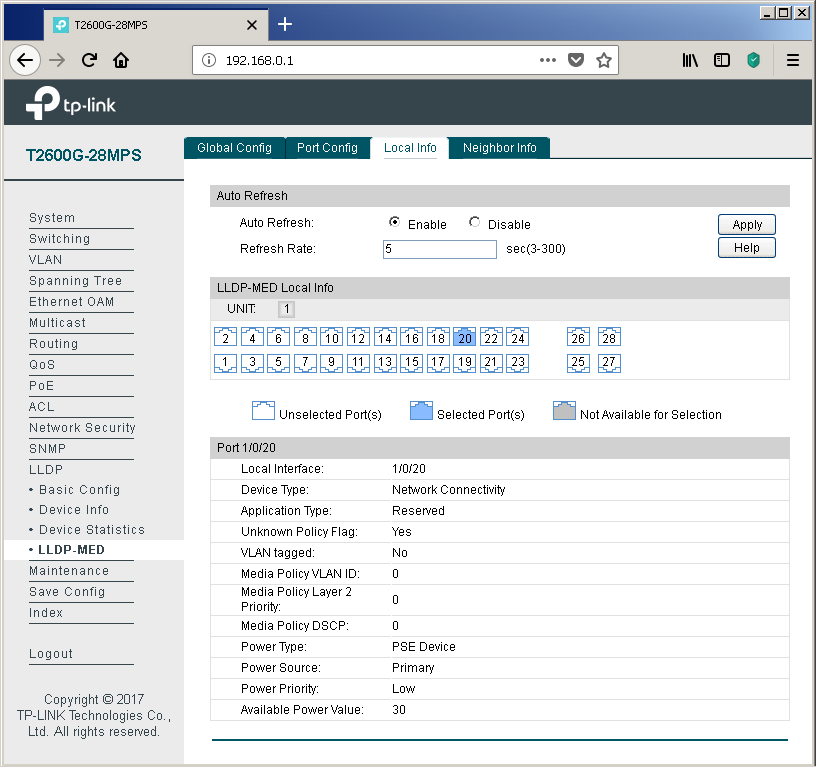 TP-Link T2600G-28MPS: работа с PoE, LLDP и Voice VLAN - 17