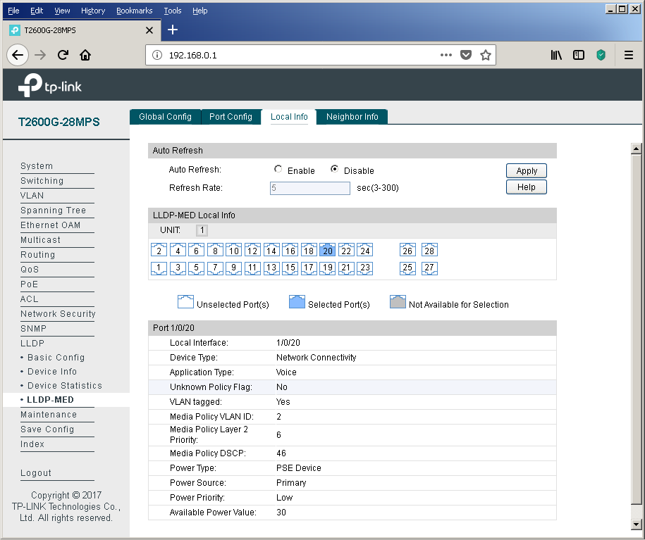 TP-Link T2600G-28MPS: работа с PoE, LLDP и Voice VLAN - 24