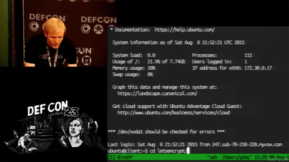 DEFCON 23. «Let'sEncrypt: чеканка бесплатных сертификатов шифрования для Интернет». Ян Жу, Питер Эккерсли, Джеймс Кастен - 10 DEFCON 23. «Let'sEncrypt: чеканка бесплатных сертификатов шифрования для Интернет». Ян Жу, Питер Эккерсли, Джеймс Кастен - 10
