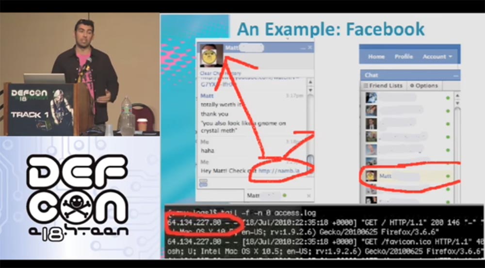 Конференция DEFCON 18. «Как я встретился с Вашей девушкой, или новый вид Интернет-атак». Сэми Камкар - 12