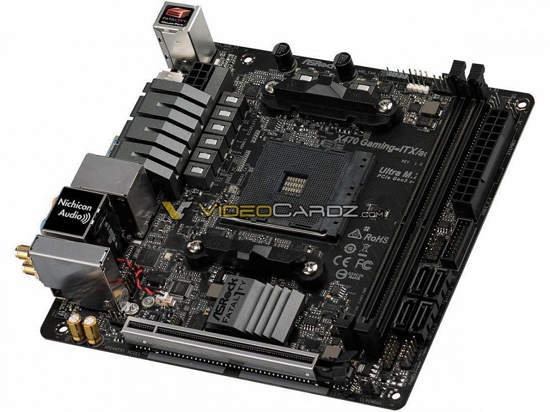 Появились изображения системной платы ASRock X470 Fatal1ty Gaming ITX/ac