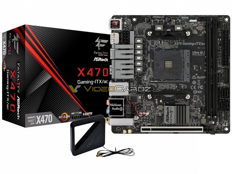 Появились изображения системной платы ASRock X470 Fatal1ty Gaming ITX/ac