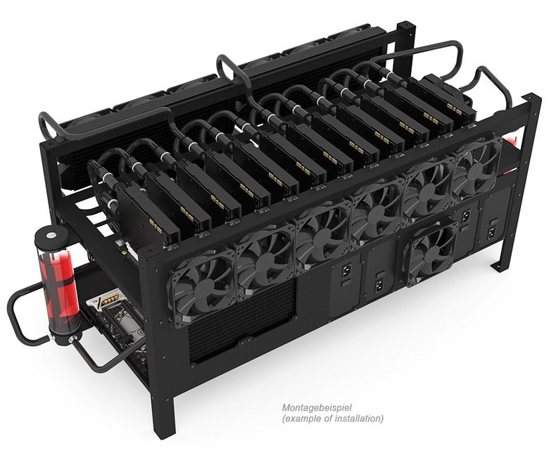 Шасси Alphacool Mining Rig 12 предназначено для систем для добычи криптовалют