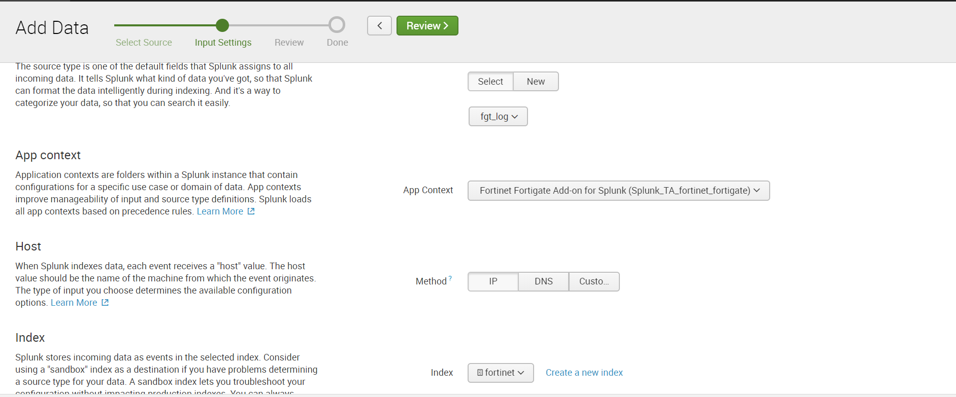 Как загрузить нестандартный лог в Splunk + логи Fortinet - 3