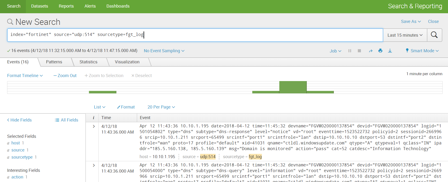 Как загрузить нестандартный лог в Splunk + логи Fortinet - 4