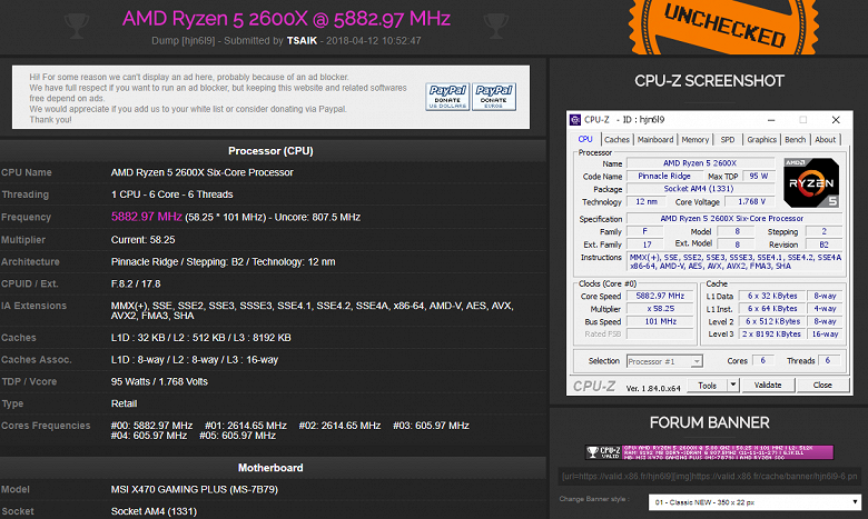 Процессоры AMD Ryzen 7 2700X и Ryzen 5 2600X могут работать на частотах более 5880 МГц