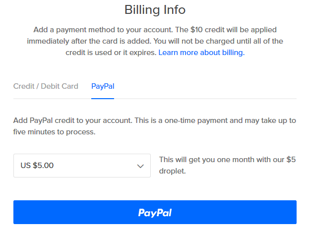 DigitalOcean PayPal