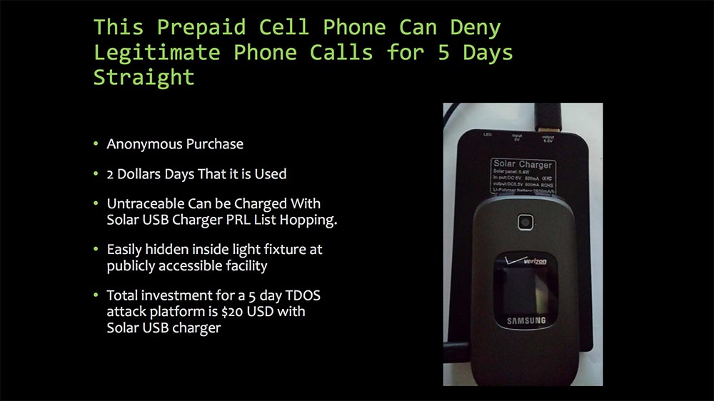 Конференция DEFCON 22. «DDOS атака сотовым телефоном за $2 в день: 70 звонков в минуту». Вестон Хеккер - 24 Конференция DEFCON 22. «DDOS атака сотовым телефоном за $2 в день: 70 звонков в минуту». Вестон Хеккер - 24