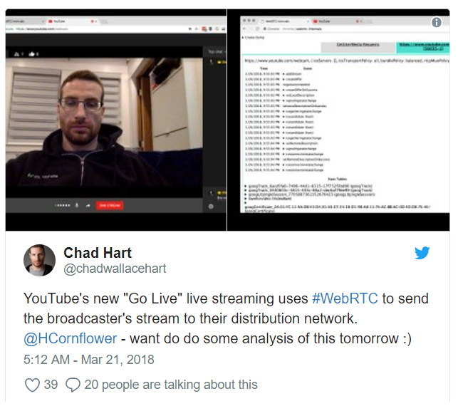 Небольшое расследование: как YouTube использует WebRTC для стриминга - 2