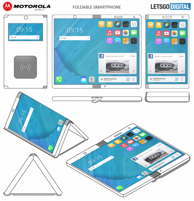 Смартфон Motorola со сгибающимся экраном оснащен чехлом, который используется для беспроводной зарядки