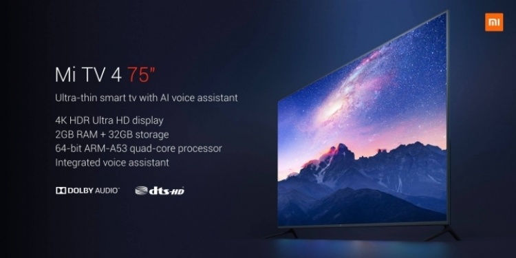 Xiaomi Mi TV 4 75″: смарт-ТВ с экраном 4К HDR за $1405