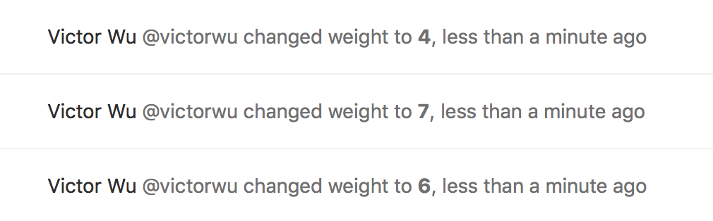 System note for adding issue weight