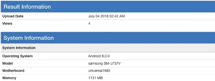 Смартфон Samsung Galaxy J7 Aero «засветился» в бенчмарке