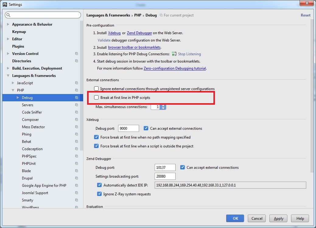 Debug in PHPStorm