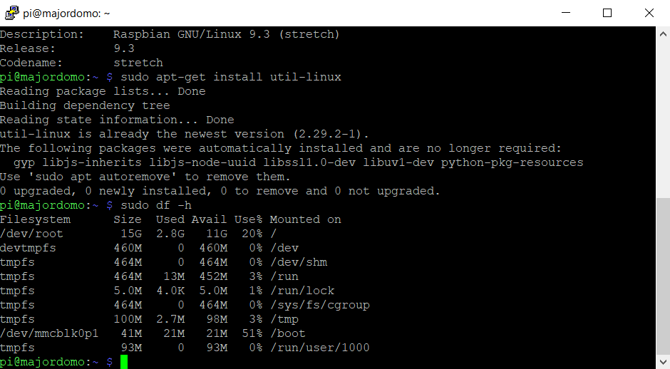 DF -H Linux. Pstree Linux. Первоначальная настройка Raspbian.