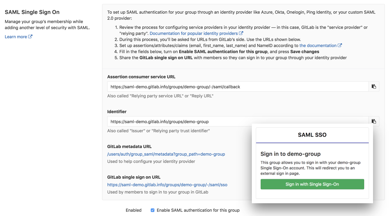 SAML single sign-on for Groups (Beta)