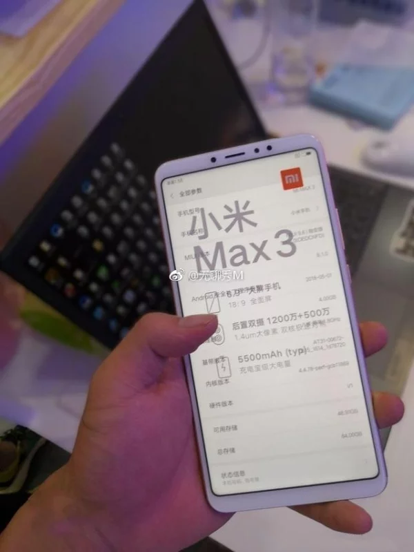 Живое фото Xiaomi Mi Max 3 подтверждает наличие SoC Snapdragon 636