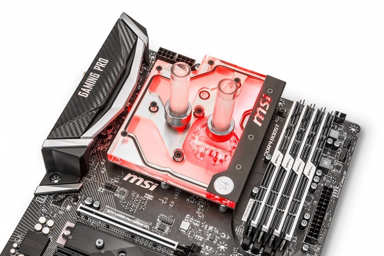 Подсветка водоблока EK Water Blocks EK-FB MSI X470 Pro Carbon RGB Monoblock совместима с системой управления MSI Mystic Light